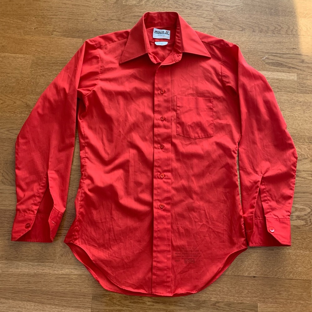 Vintage Arrow 1970’s Red Shirt Size 15 1/2” neck Small to Medium